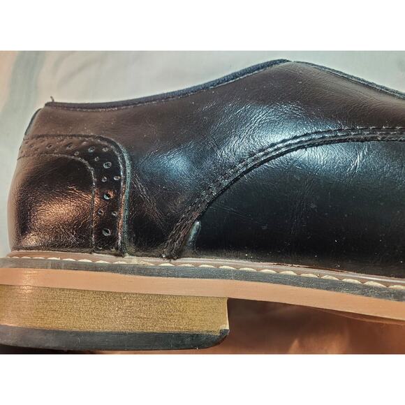 Steve Madden Mens Sz 8M Shoes Black Leather Brogue Medallion Toe Wingtip Oxfords - Picture 9 of 14